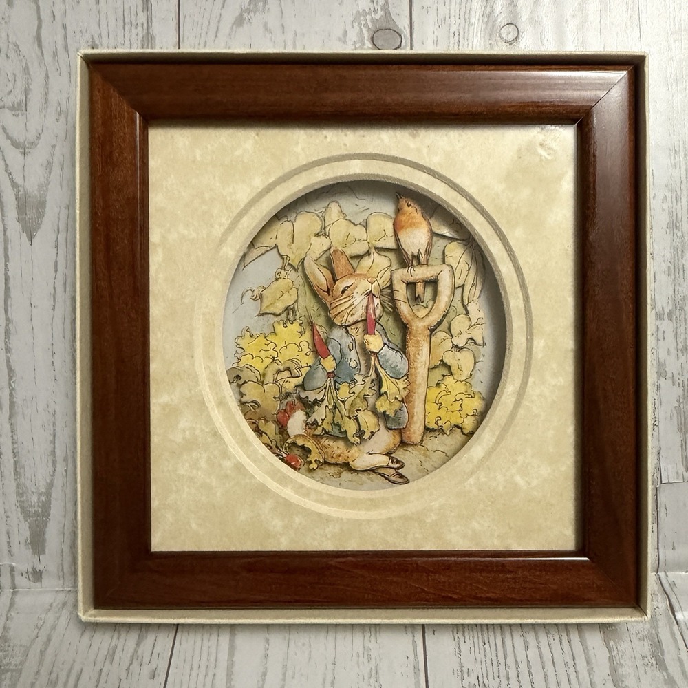 Vintage 1991 John Ellam Beatrix Potter Peter Rabbit‎ Framed Decoupage 3D Art